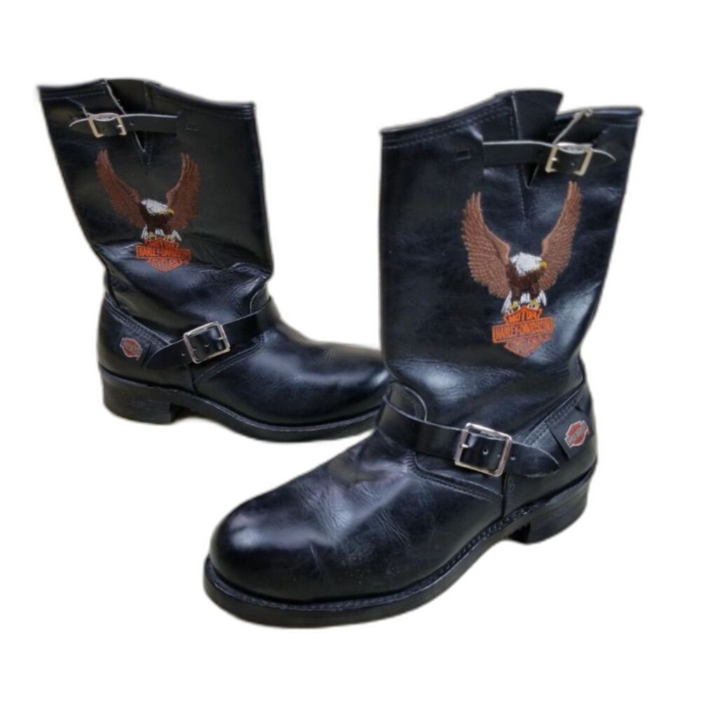 Vintage Harley Davidson Leather Motorcycle Engineer Boots Mens 10.5